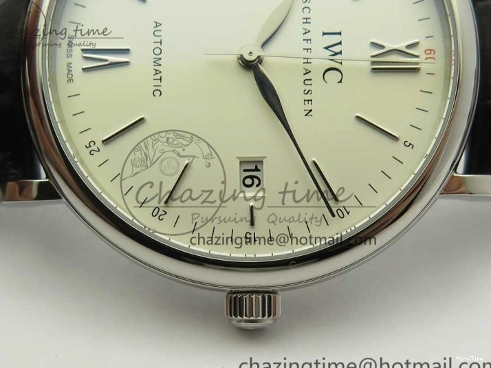 MIROTIME 0217 Portofino Automatic SS FKF 1:1 Best Edition White Dial SS Markers on Black Leather Strap A QuickDry 7138